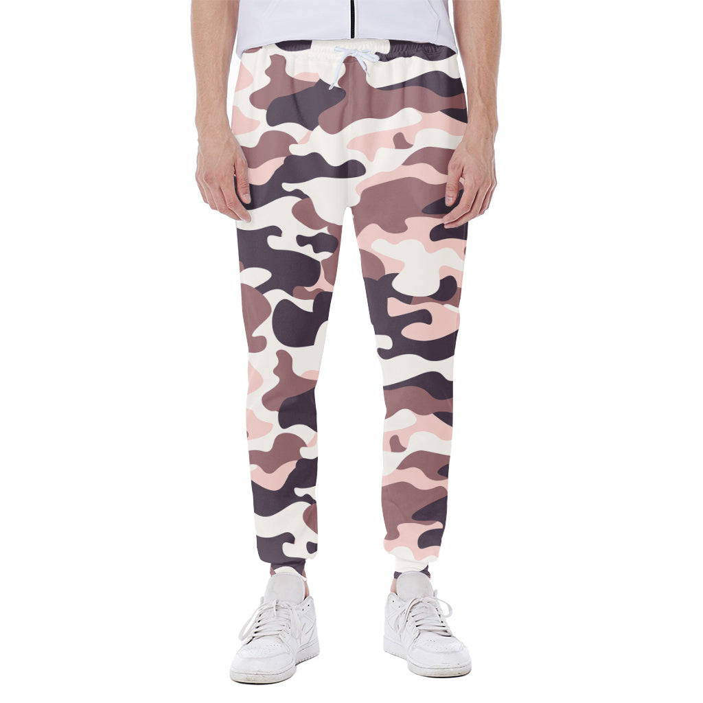 Pink Brown Camouflage Print Scuba Joggers