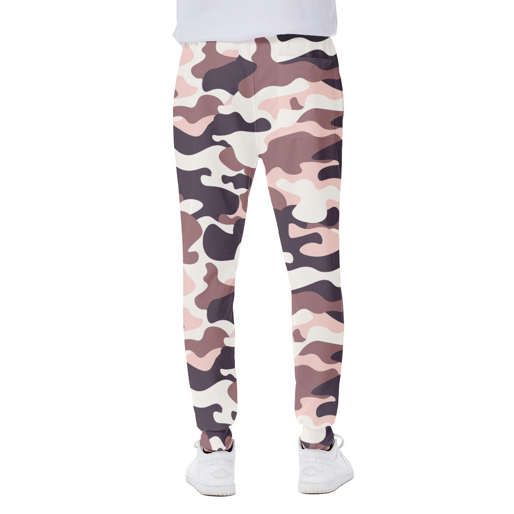 Pink Brown Camouflage Print Scuba Joggers