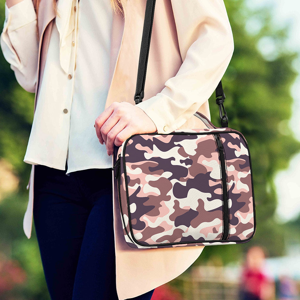 Pink Brown Camouflage Print Shoulder Strap Bible Bag