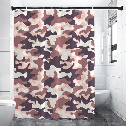 Pink Brown Camouflage Print Shower Curtain