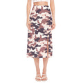 Pink Brown Camouflage Print Side Slit Midi Skirt