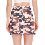 Pink Brown Camouflage Print Side Slit Mini Skirt