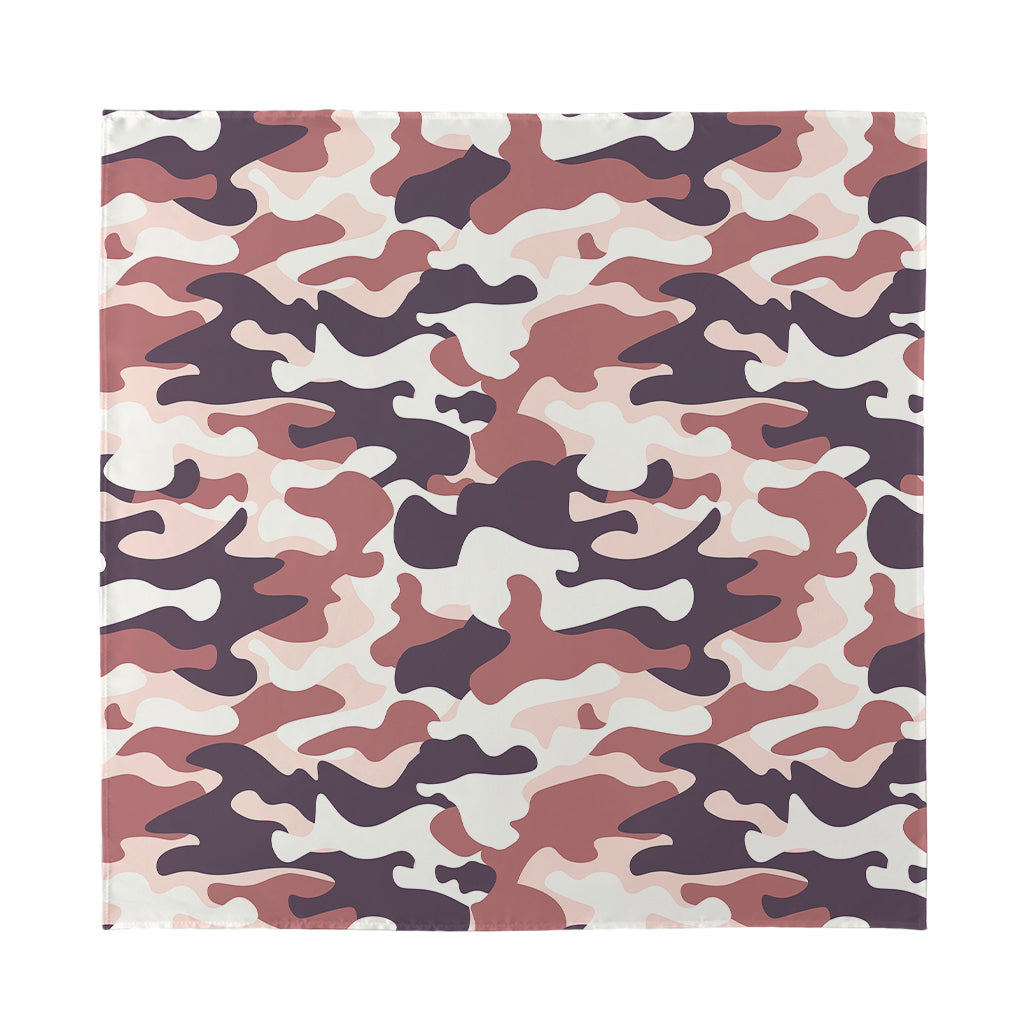 Pink Brown Camouflage Print Silk Bandana