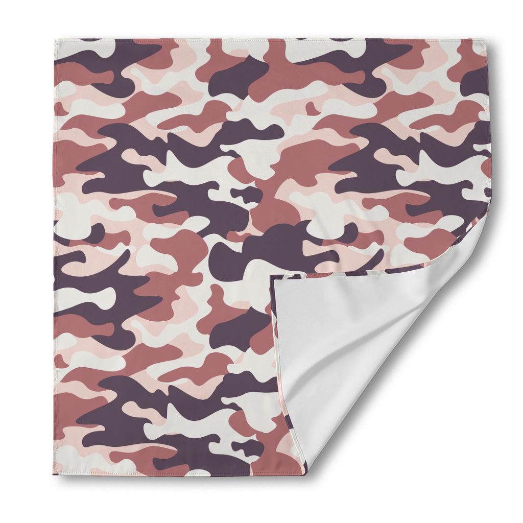 Pink Brown Camouflage Print Silk Bandana