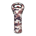 Pink Brown Camouflage Print Single Neoprene Wine Tote