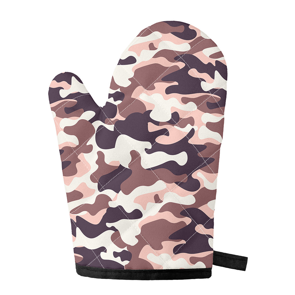 Pink Brown Camouflage Print Single Oven Mitt