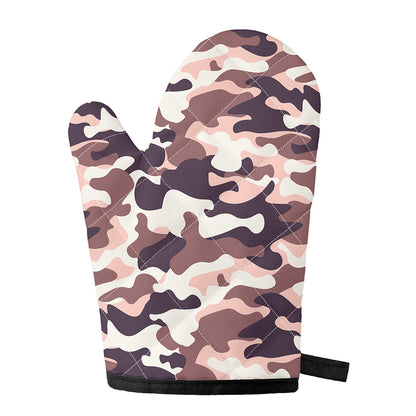 Pink Brown Camouflage Print Single Oven Mitt