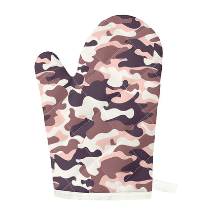 Pink Brown Camouflage Print Single Oven Mitt