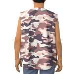 Pink Brown Camouflage Print Sleeveless Baseball Jersey
