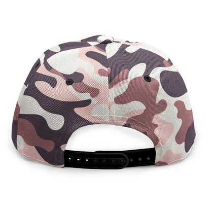 Pink Brown Camouflage Print Snapback Cap