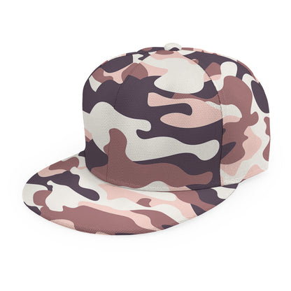 Pink Brown Camouflage Print Snapback Cap