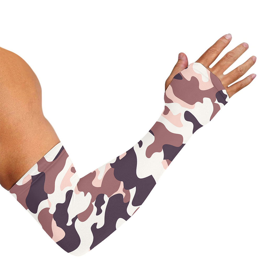 Pink Brown Camouflage Print Sun Protection Arm Sleeves