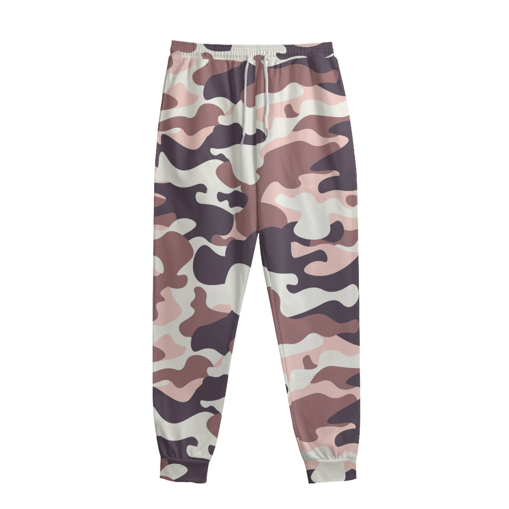 Pink Brown Camouflage Print Sweatpants