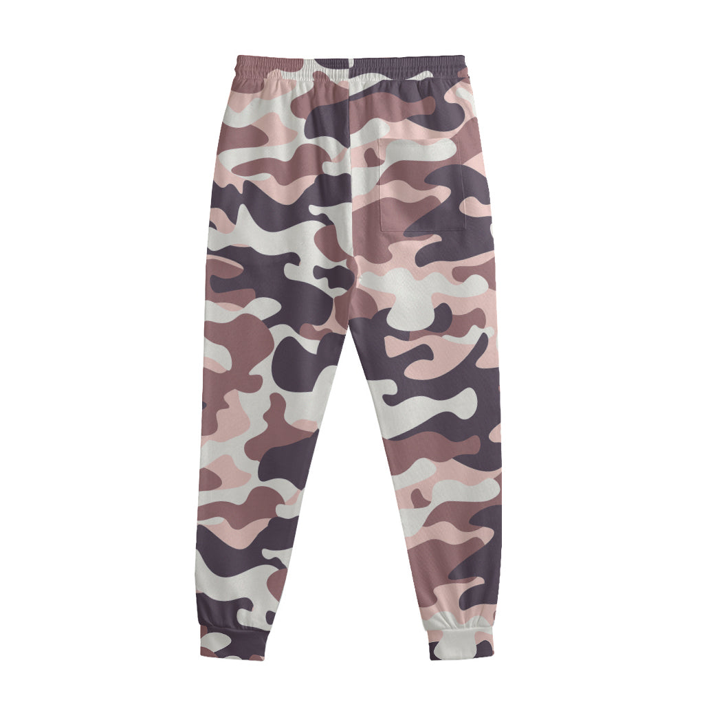 Pink Brown Camouflage Print Sweatpants
