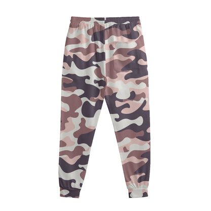 Pink Brown Camouflage Print Sweatpants