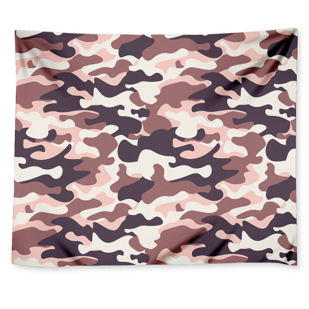 Pink Brown Camouflage Print Tapestry