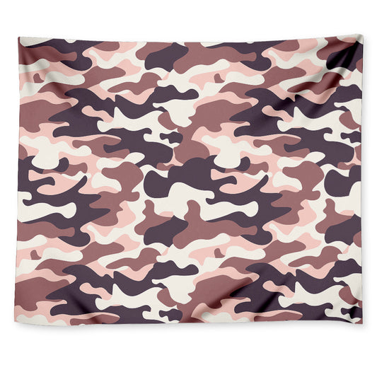 Pink Brown Camouflage Print Tapestry
