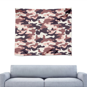 Pink Brown Camouflage Print Tapestry