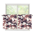 Pink Brown Camouflage Print Tier Curtains