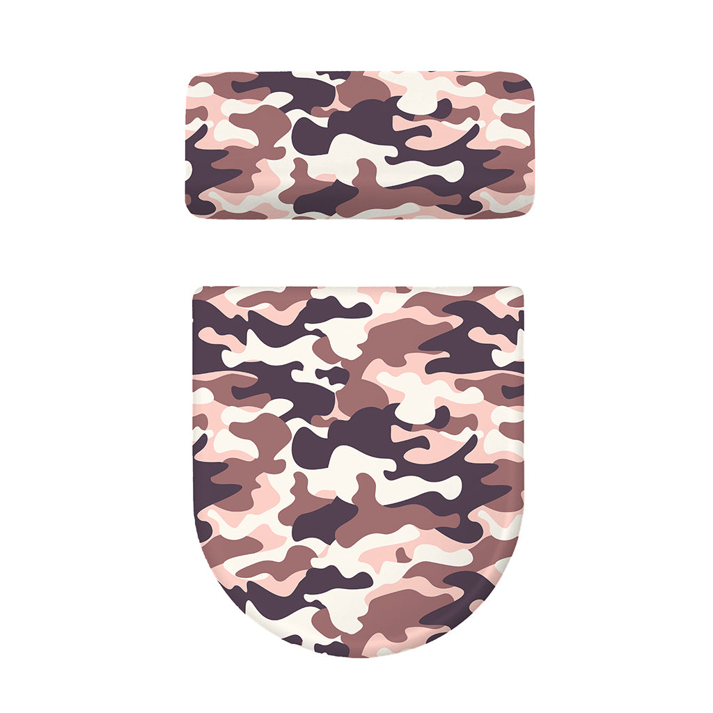 Pink Brown Camouflage Print Toilet Lid And Tank Cover Set