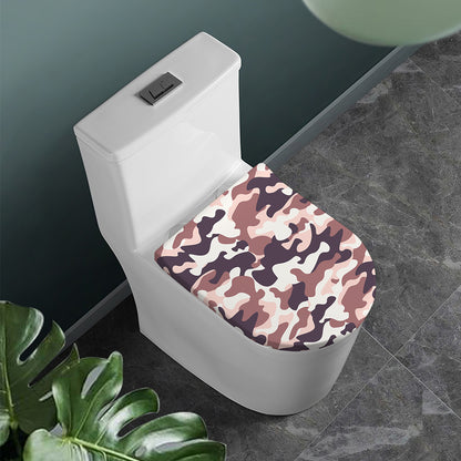 Pink Brown Camouflage Print Toilet Lid Cover