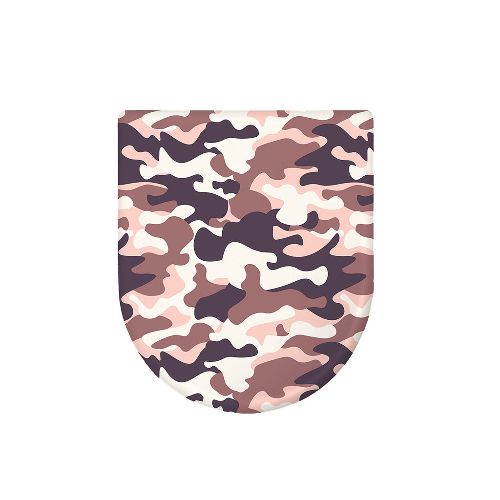 Pink Brown Camouflage Print Toilet Lid Cover