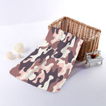 Pink Brown Camouflage Print Towel