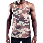 Pink Brown Camouflage Print Training Tank Top