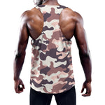 Pink Brown Camouflage Print Training Tank Top