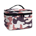 Pink Brown Camouflage Print Travel Makeup Bag