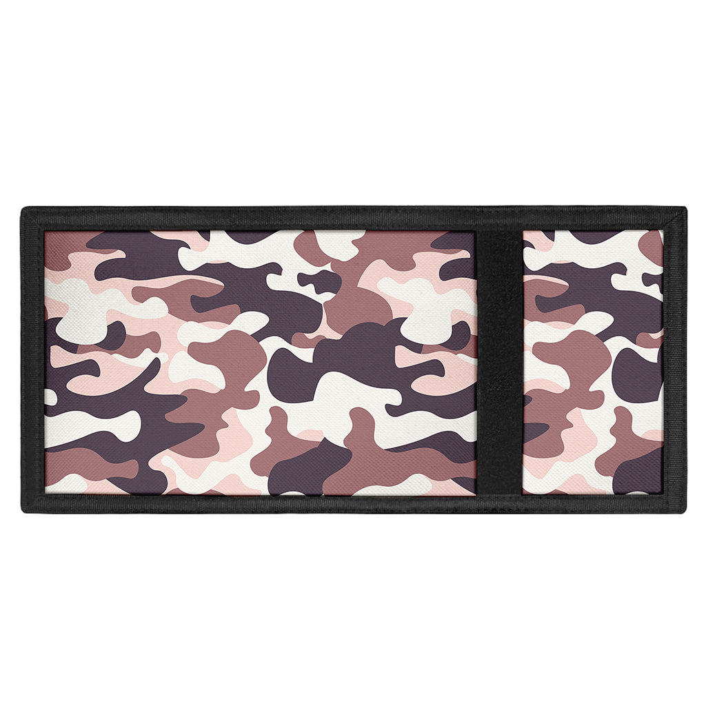 Pink Brown Camouflage Print Trifold Wallet