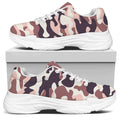 Pink Brown Camouflage Print White Chunky Shoes