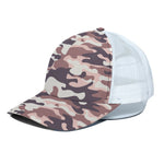 Pink Brown Camouflage Print White Mesh Trucker Cap