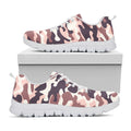 Pink Brown Camouflage Print White Running Shoes