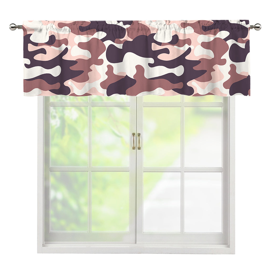 Pink Brown Camouflage Print Window Valance