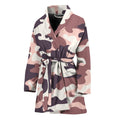 Pink Brown Camouflage Print Women's Bathrobe