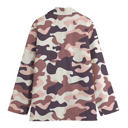 Pink Brown Camouflage Print Women's Blazer