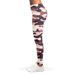Pink Brown Camouflage Print Women's Leggings