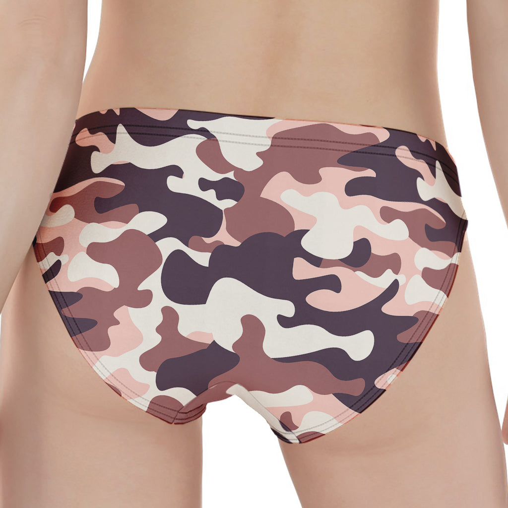 Pink Brown Camouflage Print Women's Panties