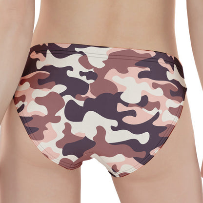 Pink Brown Camouflage Print Women's Panties