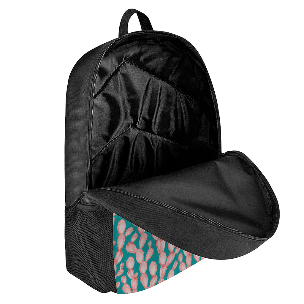 Pink Cactus Pattern Print 17 Inch Backpack