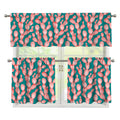 Pink Cactus Pattern Print 3 Piece Kitchen Curtains