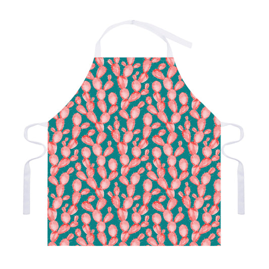 Pink Cactus Pattern Print Adjustable Apron