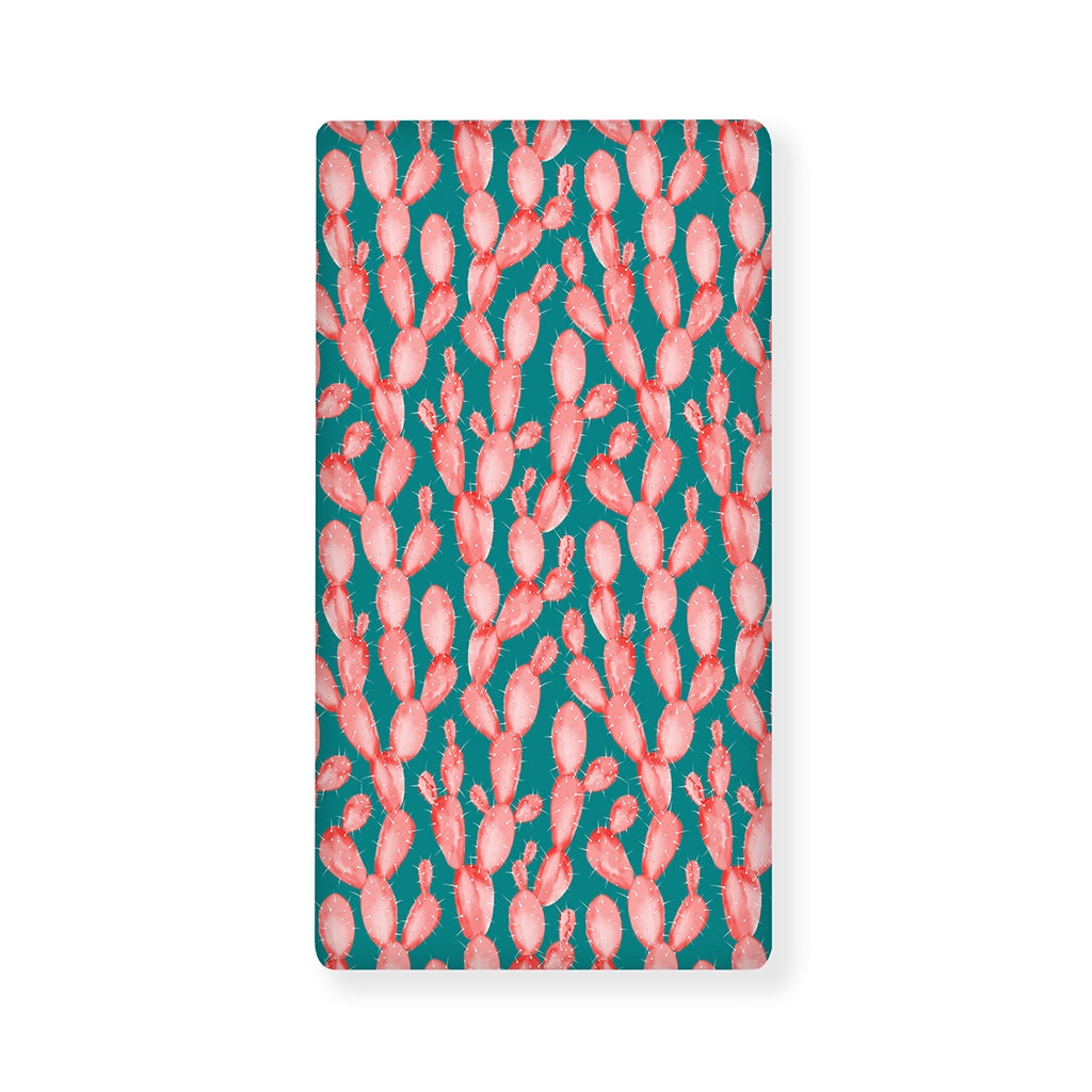 Pink Cactus Pattern Print Baby Crib Sheet