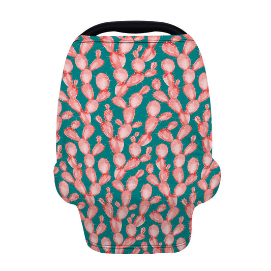 Pink Cactus Pattern Print Baby Seat Cover