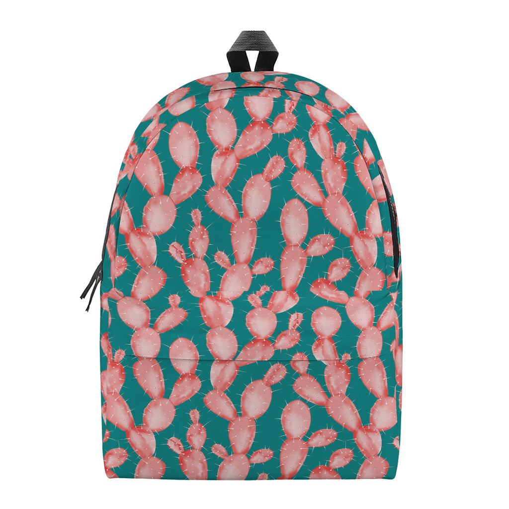 Pink Cactus Pattern Print Backpack