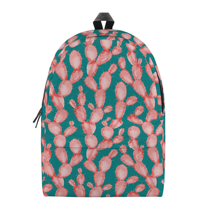 Pink Cactus Pattern Print Backpack