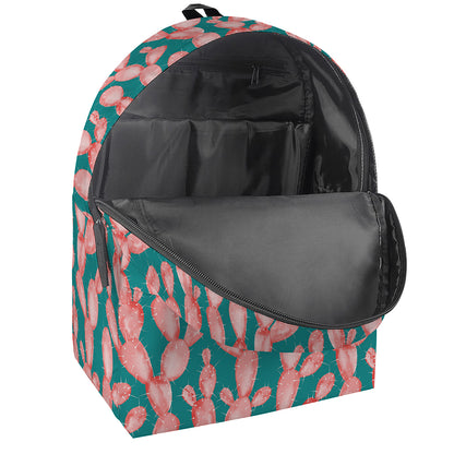 Pink Cactus Pattern Print Backpack