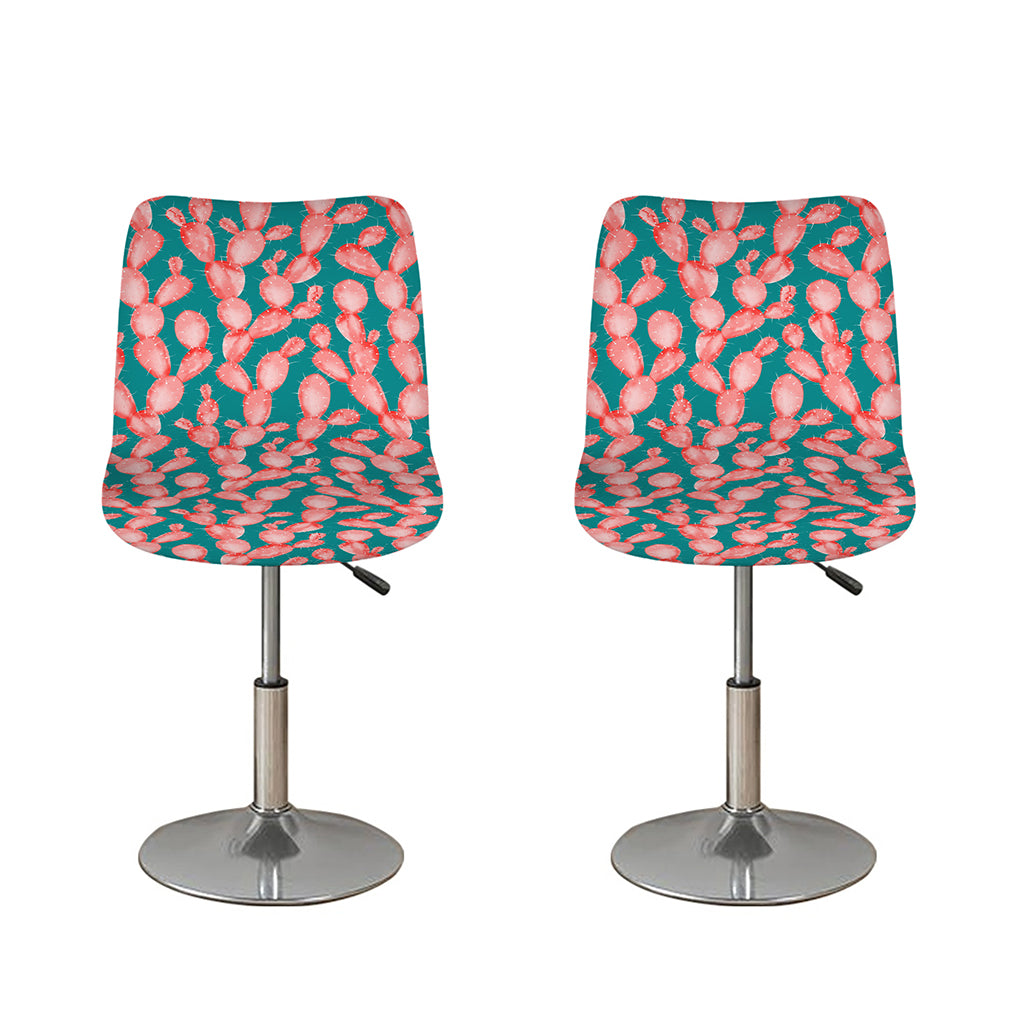Pink Cactus Pattern Print Bar Stool Covers