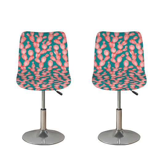 Pink Cactus Pattern Print Bar Stool Covers